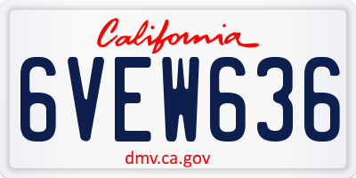 CA license plate 6VEW636