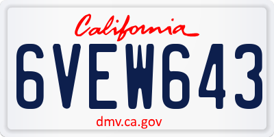 CA license plate 6VEW643
