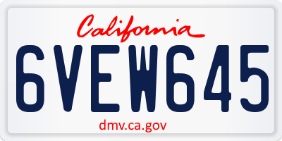 CA license plate 6VEW645