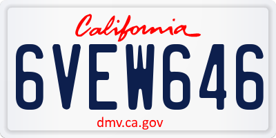 CA license plate 6VEW646