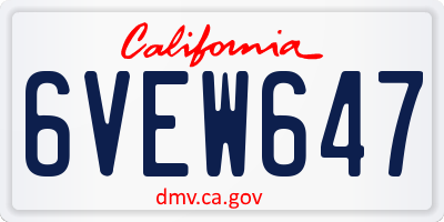 CA license plate 6VEW647