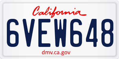 CA license plate 6VEW648