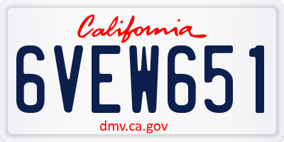 CA license plate 6VEW651