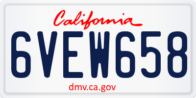 CA license plate 6VEW658