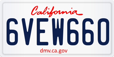 CA license plate 6VEW660