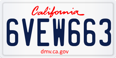 CA license plate 6VEW663