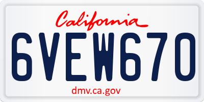 CA license plate 6VEW670