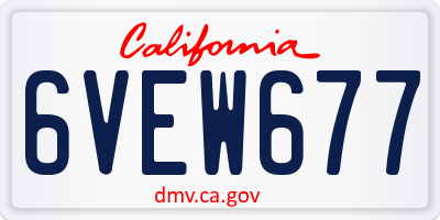 CA license plate 6VEW677