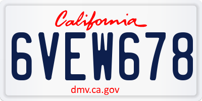 CA license plate 6VEW678
