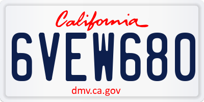 CA license plate 6VEW680
