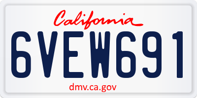 CA license plate 6VEW691