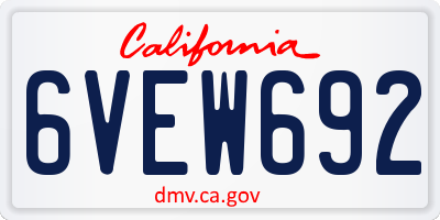 CA license plate 6VEW692