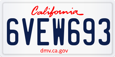 CA license plate 6VEW693