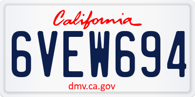 CA license plate 6VEW694
