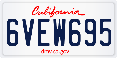 CA license plate 6VEW695