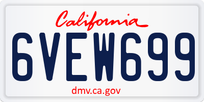 CA license plate 6VEW699
