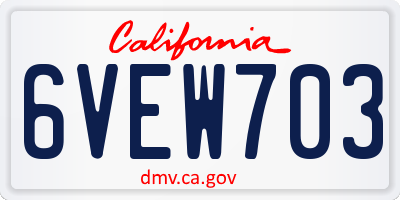 CA license plate 6VEW703