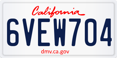 CA license plate 6VEW704