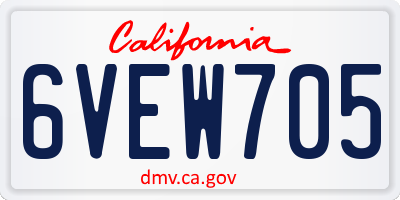 CA license plate 6VEW705