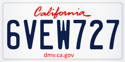 CA license plate 6VEW727