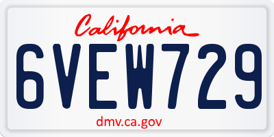 CA license plate 6VEW729