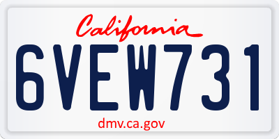 CA license plate 6VEW731