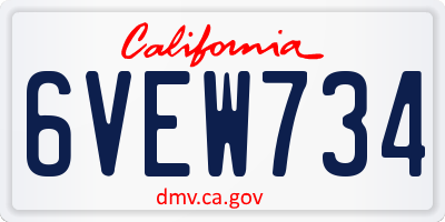 CA license plate 6VEW734