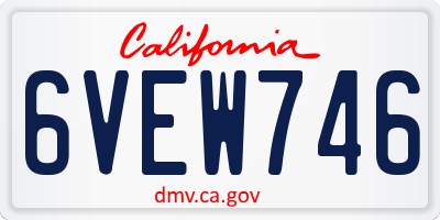 CA license plate 6VEW746