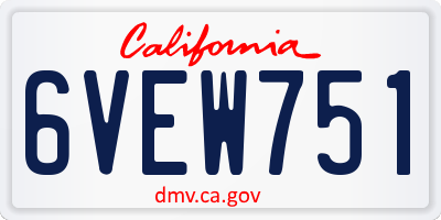 CA license plate 6VEW751