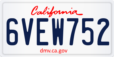 CA license plate 6VEW752