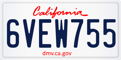 CA license plate 6VEW755
