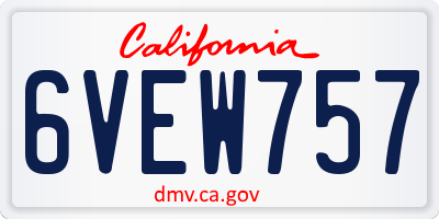 CA license plate 6VEW757