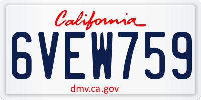 CA license plate 6VEW759