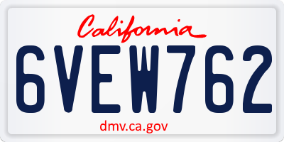 CA license plate 6VEW762