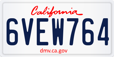 CA license plate 6VEW764