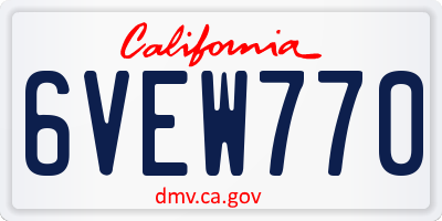 CA license plate 6VEW770