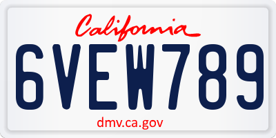 CA license plate 6VEW789