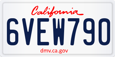 CA license plate 6VEW790