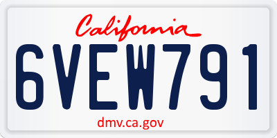CA license plate 6VEW791