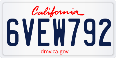 CA license plate 6VEW792