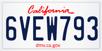 CA license plate 6VEW793