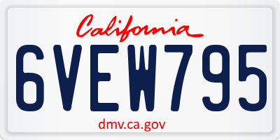 CA license plate 6VEW795