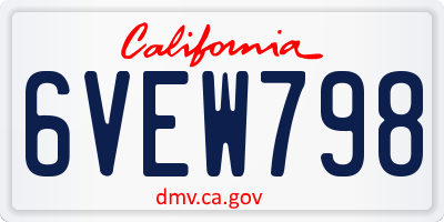 CA license plate 6VEW798