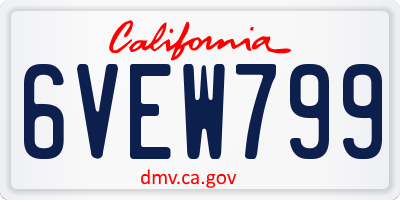 CA license plate 6VEW799