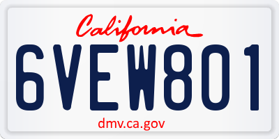 CA license plate 6VEW801
