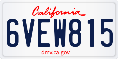 CA license plate 6VEW815