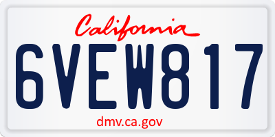CA license plate 6VEW817
