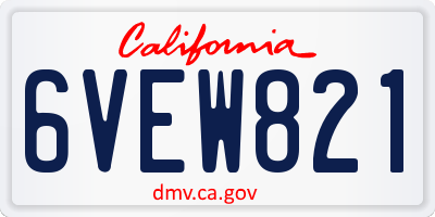 CA license plate 6VEW821