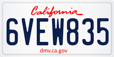 CA license plate 6VEW835