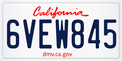 CA license plate 6VEW845